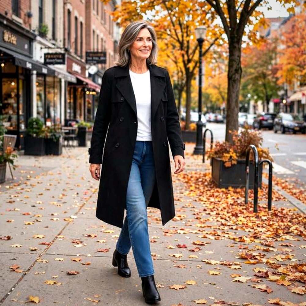 Y2K Brooke Shields Timeless Women's Black Double-Breasted Trench Coat Size 12